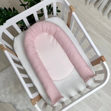 Protecție somn 100% bumbac - Baby Nest Velvet roz